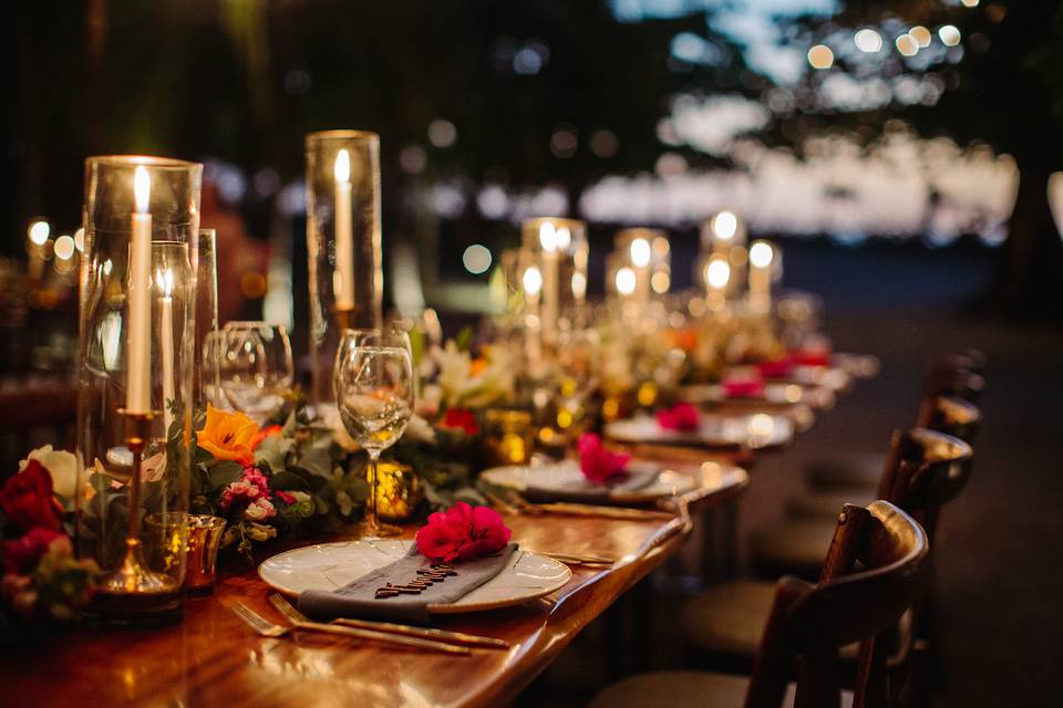 Beach wedding reception