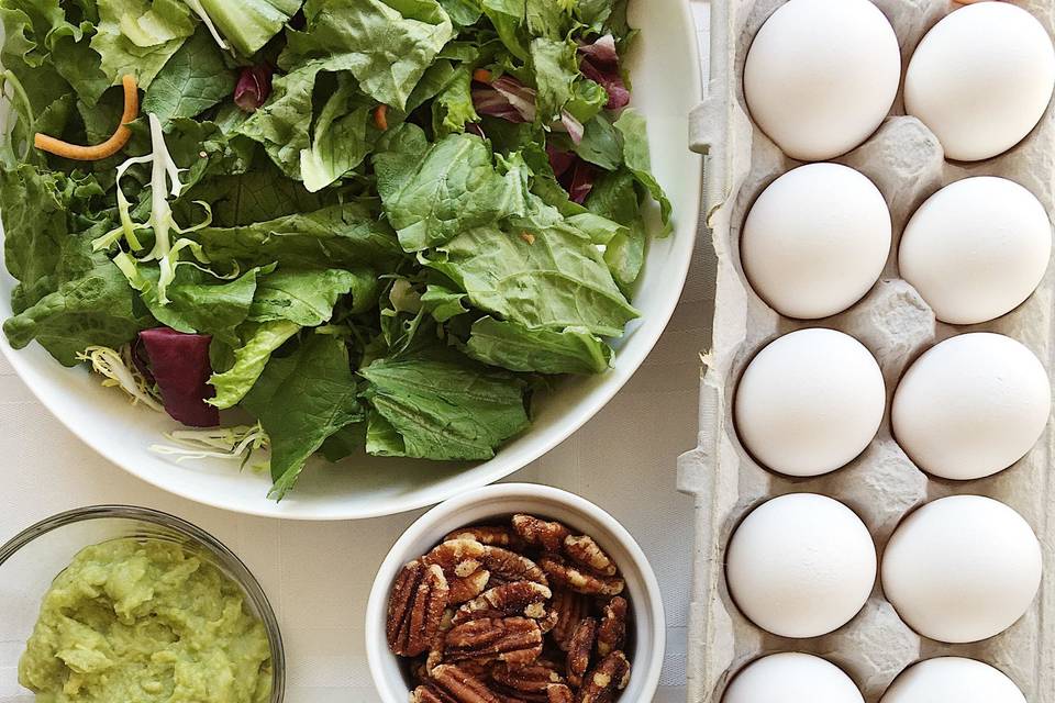 Vegetables and boiled eggs