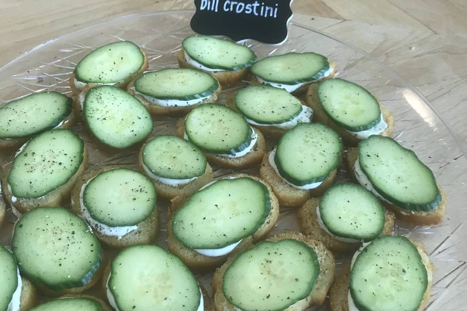 Cucumber dill crostini