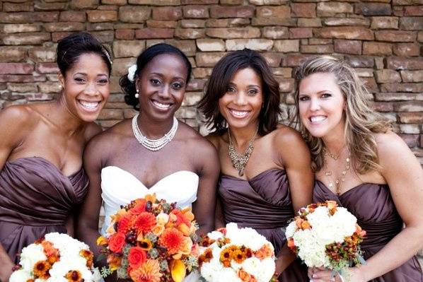 Bride and her bridesmaids