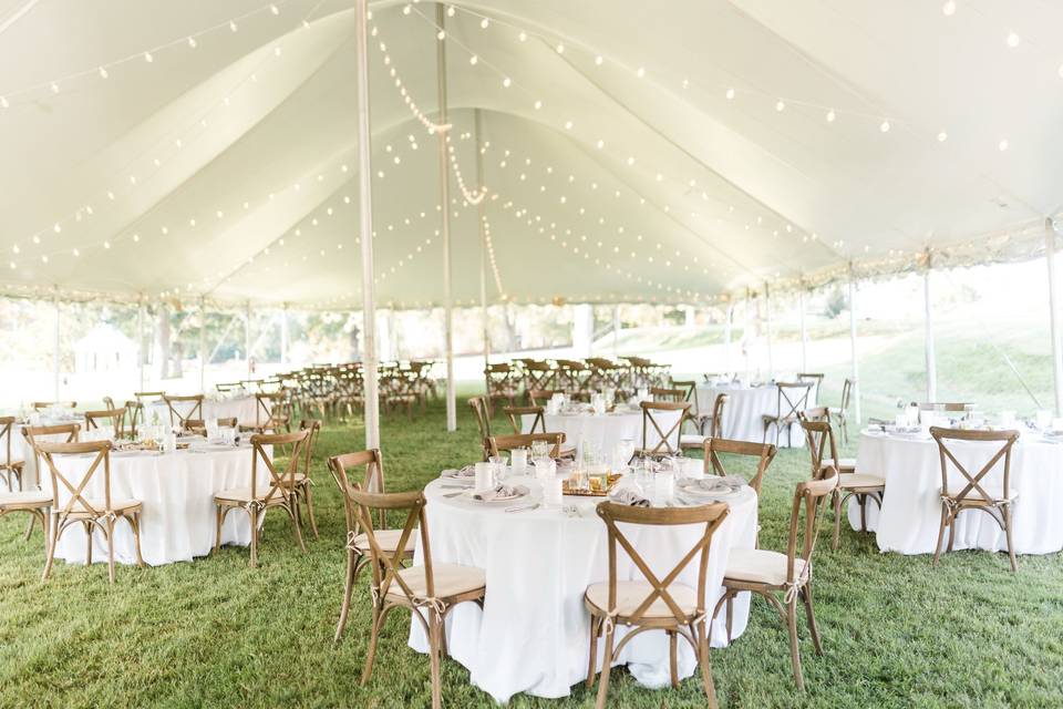 Outdoor white tent setup