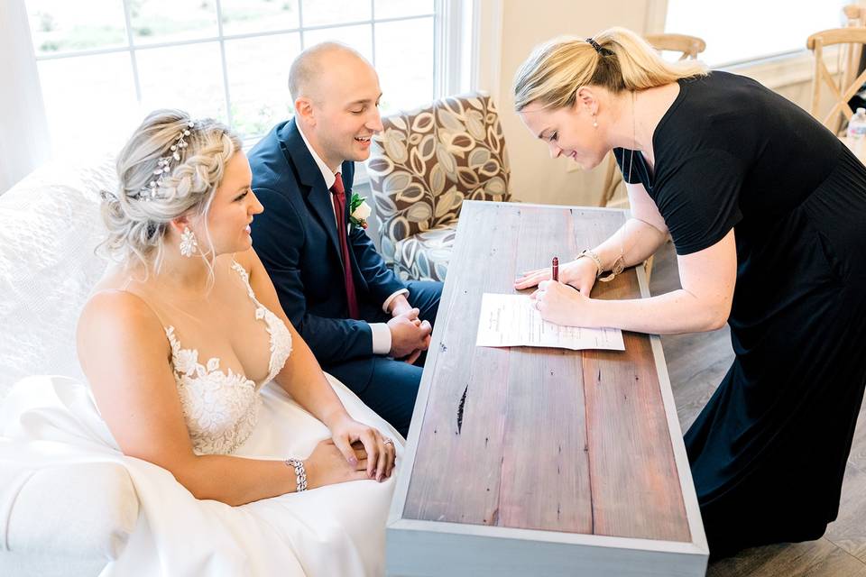 Wedding Certificate Signing