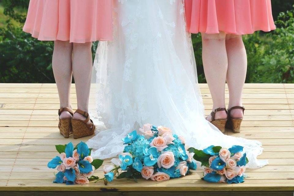 Bride and her bridesmaids