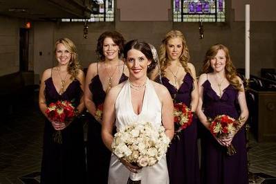 Bride together with her bridesmaids