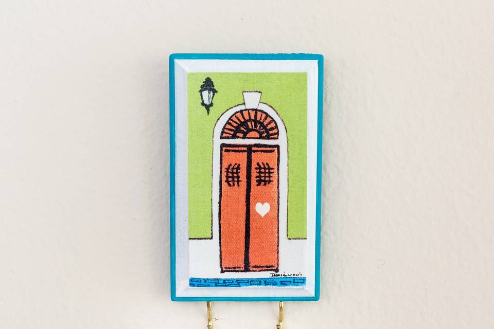 Puerta de San Juan Key Holder -This is a digital art design by a Puerto Rican artist. Old San Juan is a Romantic and Fascinating city.  It is the perfect gift for your wedding or special event guests! Size: 3 1/4