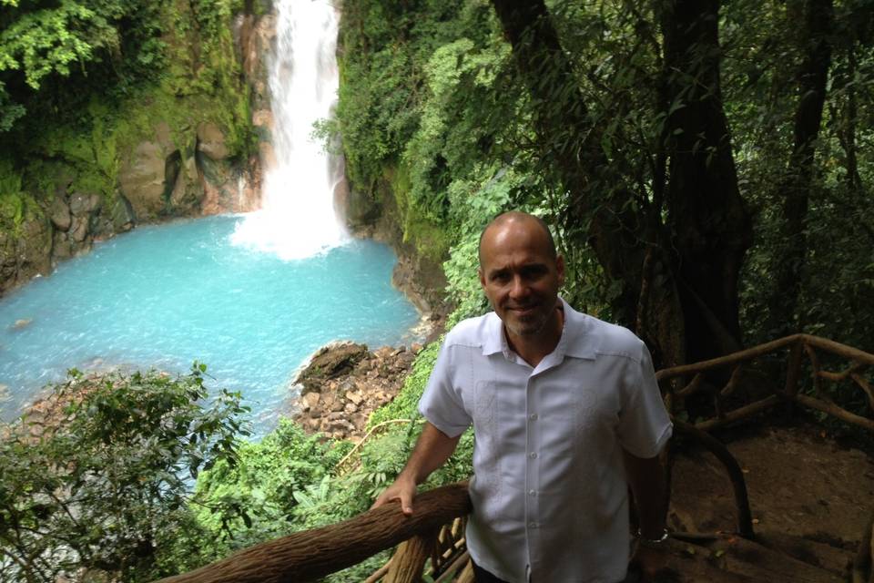 Waterfalls in the backdrop