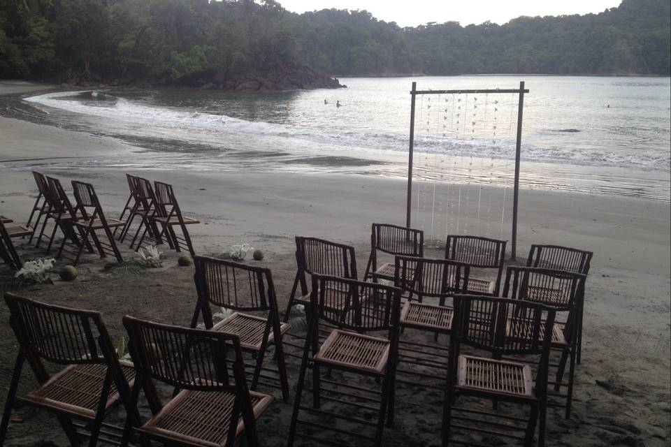 Beach wedding setup