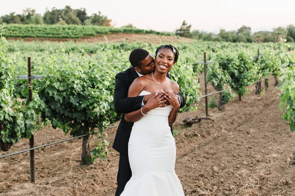 Couple in vineyards