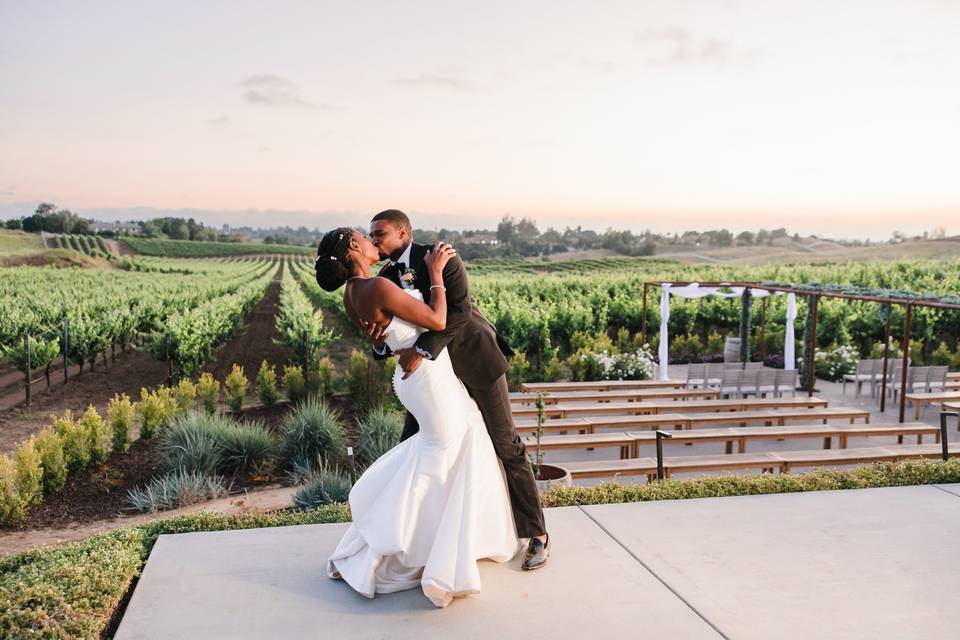 Couple in vineyards