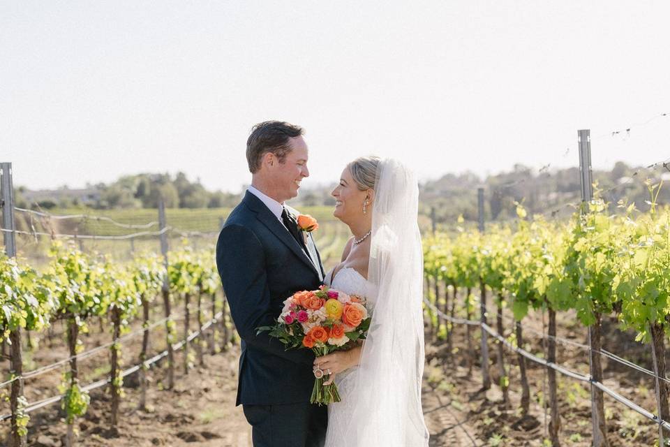 Couple in vineyards