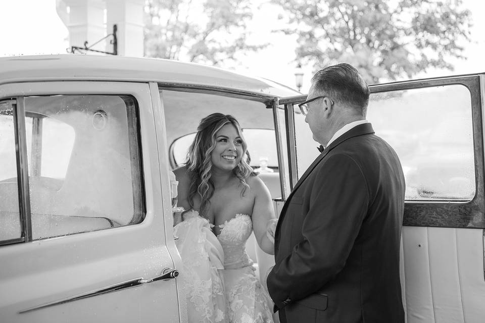 Dad helping the bride