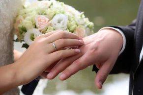 Couple exchanging wedding ring