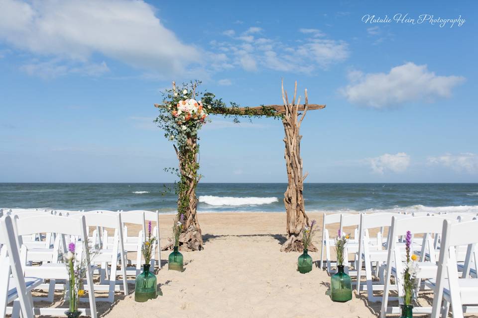 Rustic wedding ceremony area