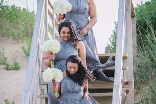 Bridesmaids on the beach