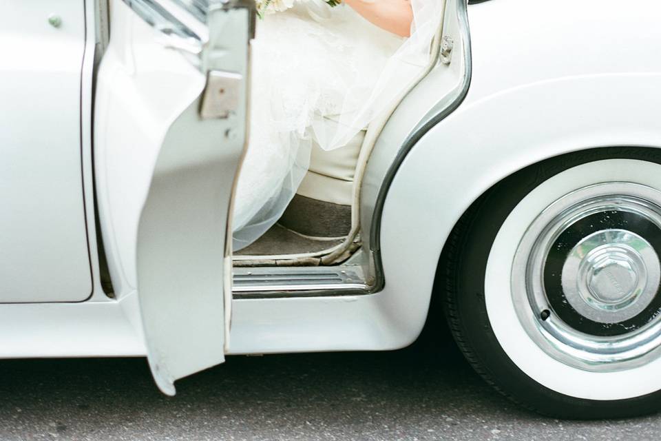 Vintage car, classic bride