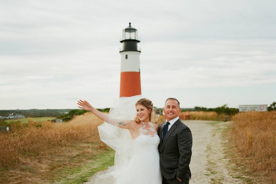 Cape cod lighthouse wedding