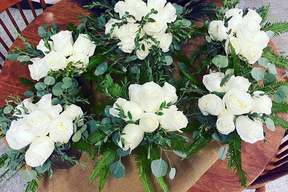 Romantic white roses