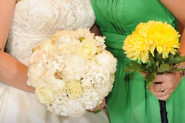 Pink roses and gerbera daisies accented with crystals.