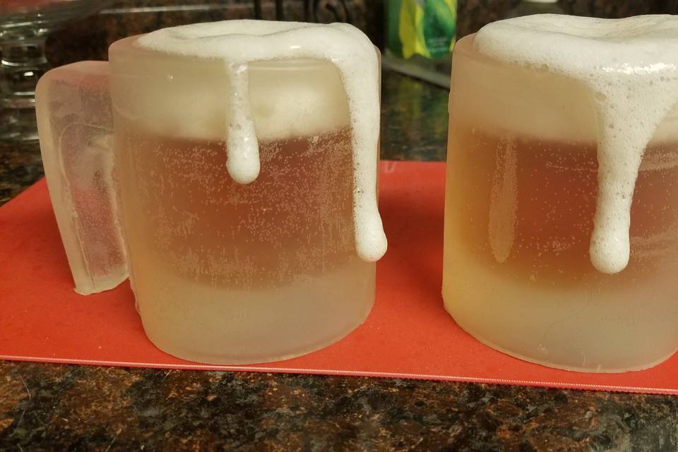 Frosty mugs of beer soap