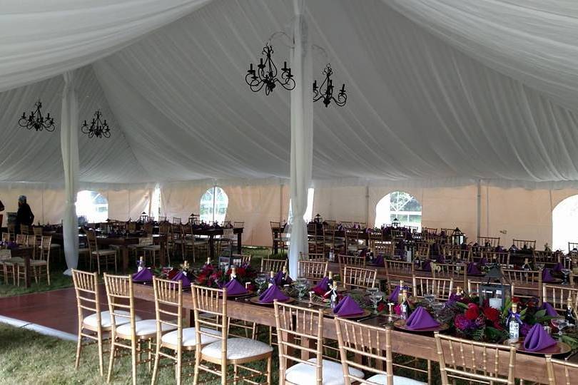 Reception tent setup