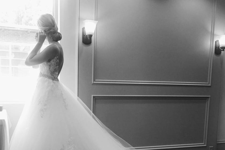 Bride looking out