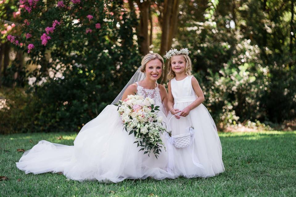 Bride and flower girl