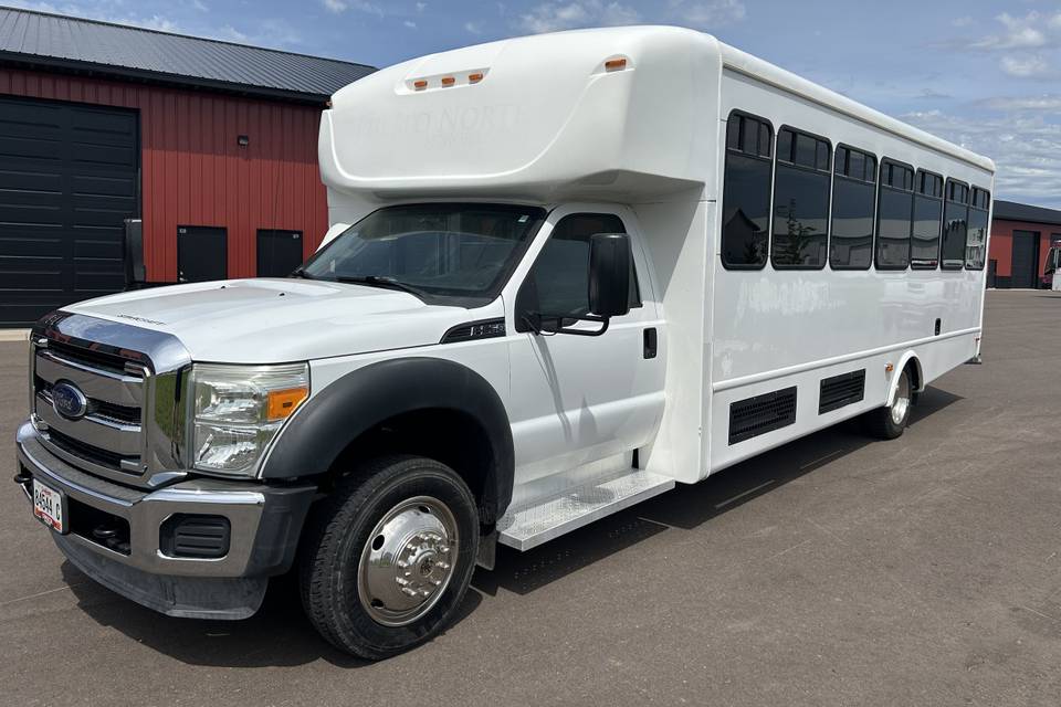 White Lighting Party Bus