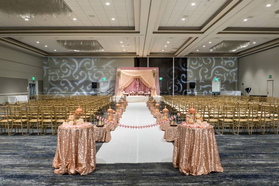 Wedding ceremony in ballroom