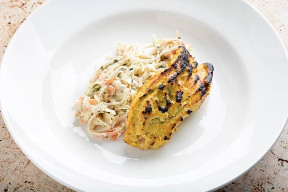 Indian slaw with achari chicken