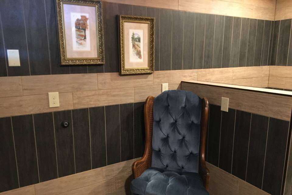Seat in men's dressing room