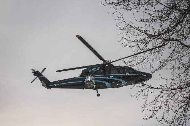 Guests arrive by helicopter