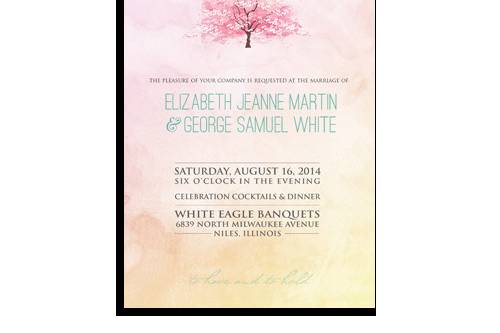 The elegant watercolors make this invitation the perfect way to announce the details of your wedding.