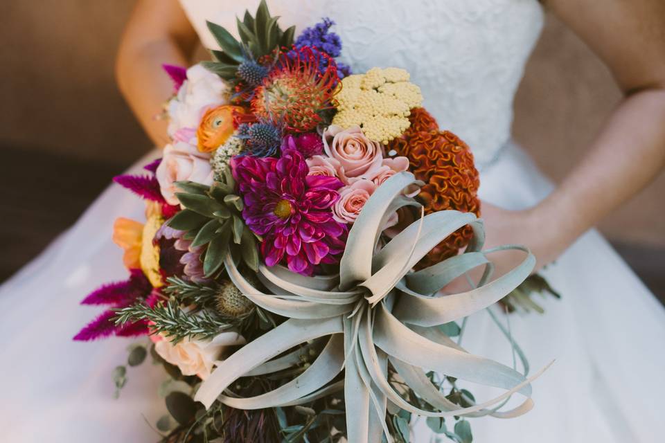 Bride and bouquet