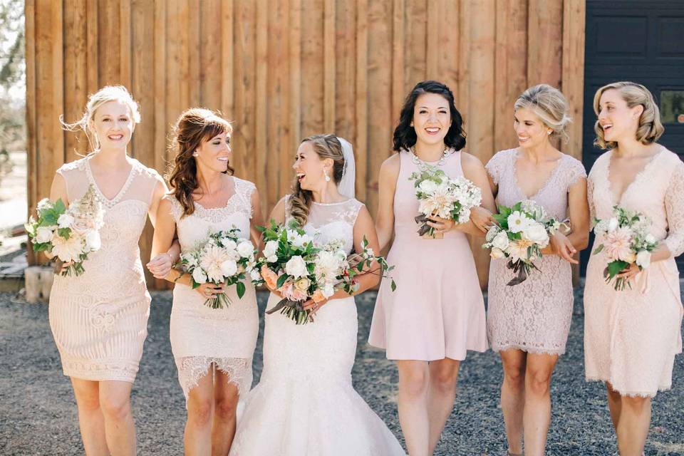 Bride with bridesmaids