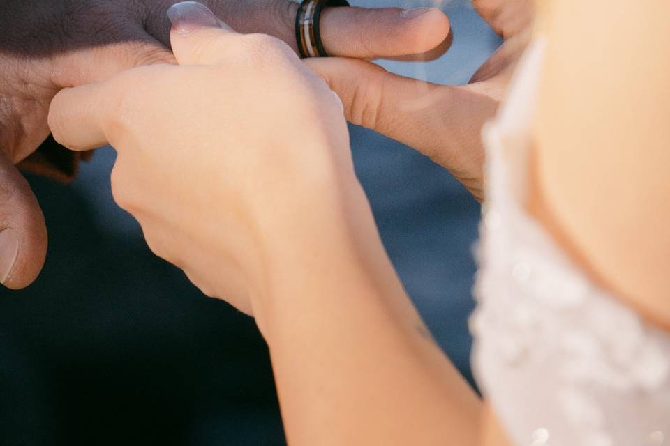 A gorgeous wooden wedding ring