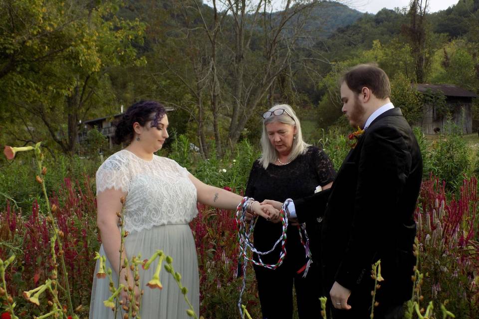 Handfasting, field of flowers