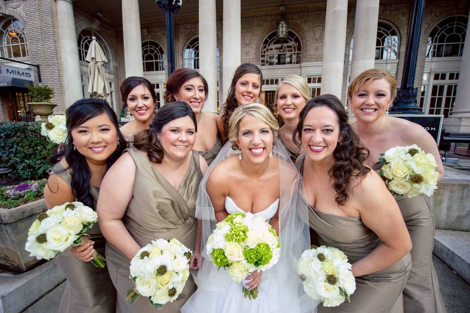 Bride and bridesmaids