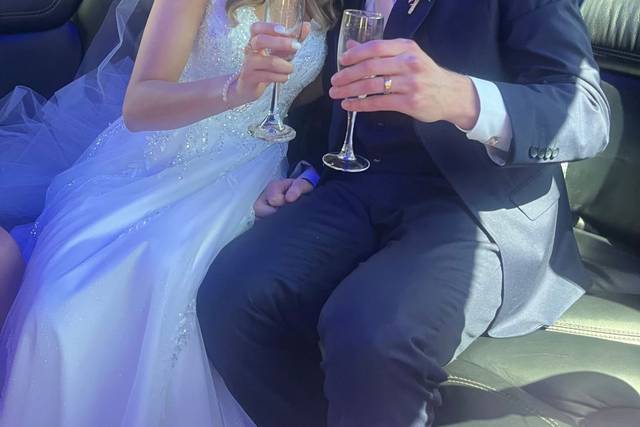 Limo Coach Bride and Groom