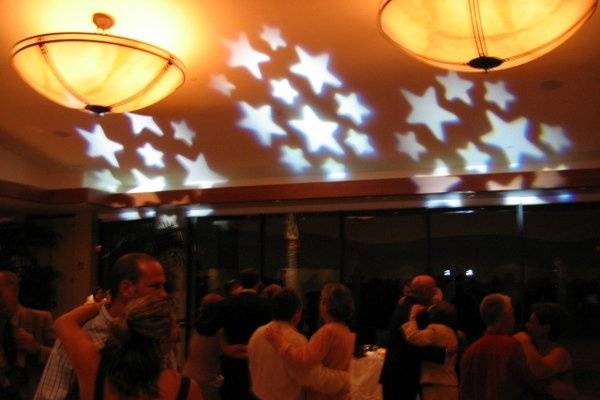Sample of Free Lighting with all Wedding Packages. Your guests can dance under the stars.