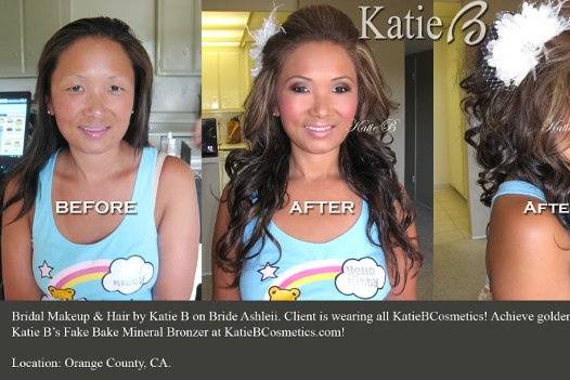 Bridal Makeup & Hair by Katie B on Bride Ashleii was down for a transformation and that's what I did!!! :D Don't you just love love?! :DEmail me at info@katiebcosmetics.com for more information. Please book me one year in advance to secure your wedding date! :D