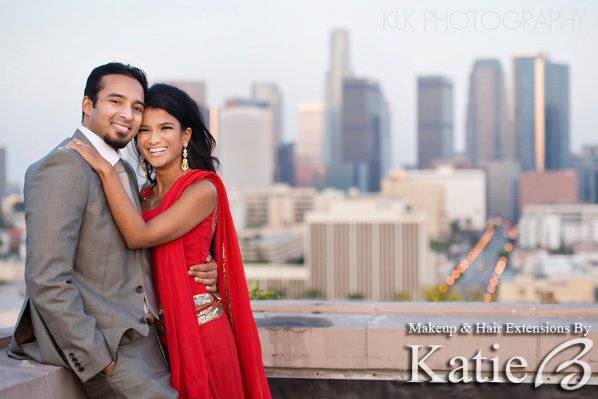 Makeup & Hair Extensions for Engagement Photo Session. Location: Downtown Los Angeles.