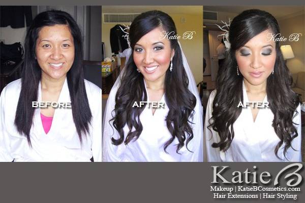 KBC Mineral Makeup, Hair Extensions, and Hair Styling by Katie B on Bride Mimi J. Location: Newport Beach, CA. To get her look, please email me at info@katiebcosmetics.com. <3