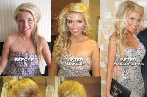 Mineral Makeup, Hair Extensions, & Hair Styling by Katie B for the Emmy's! :D To book me, please email me at info@katiebcosmetics.com. xoxo