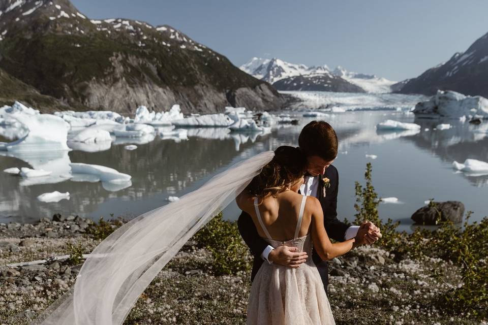 Happy couple in beautiful Alaska