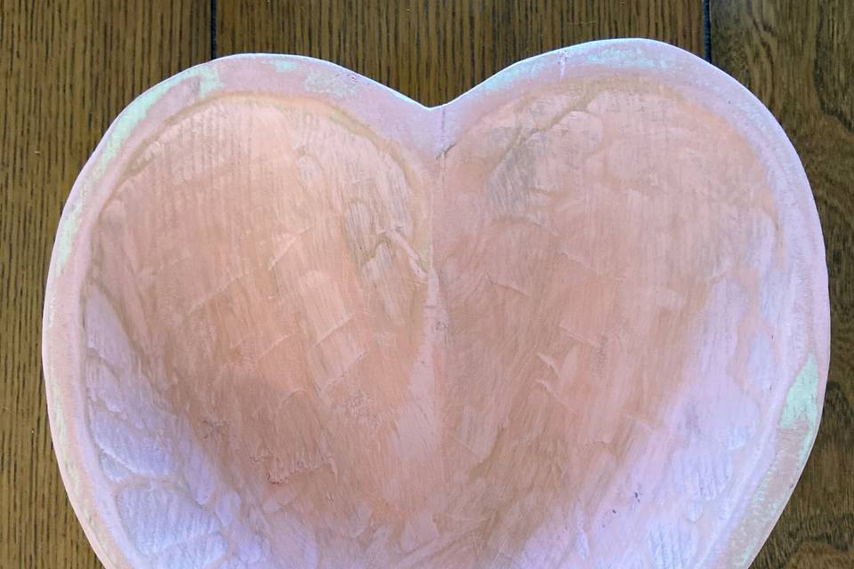 Large rose gold heart wood bow