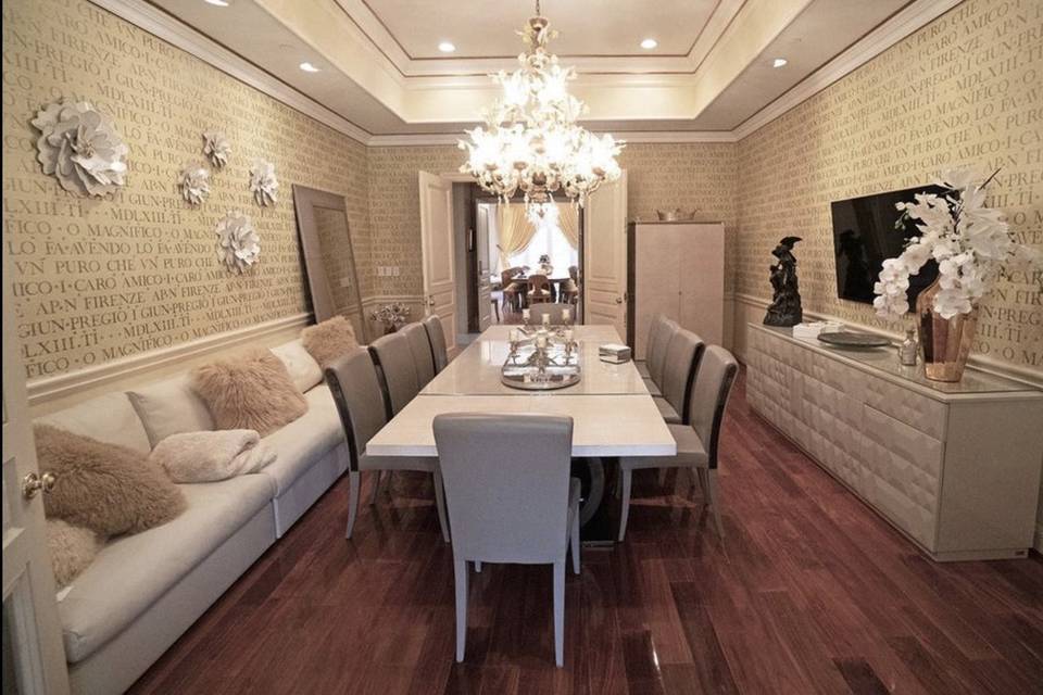 Dining room with sofa