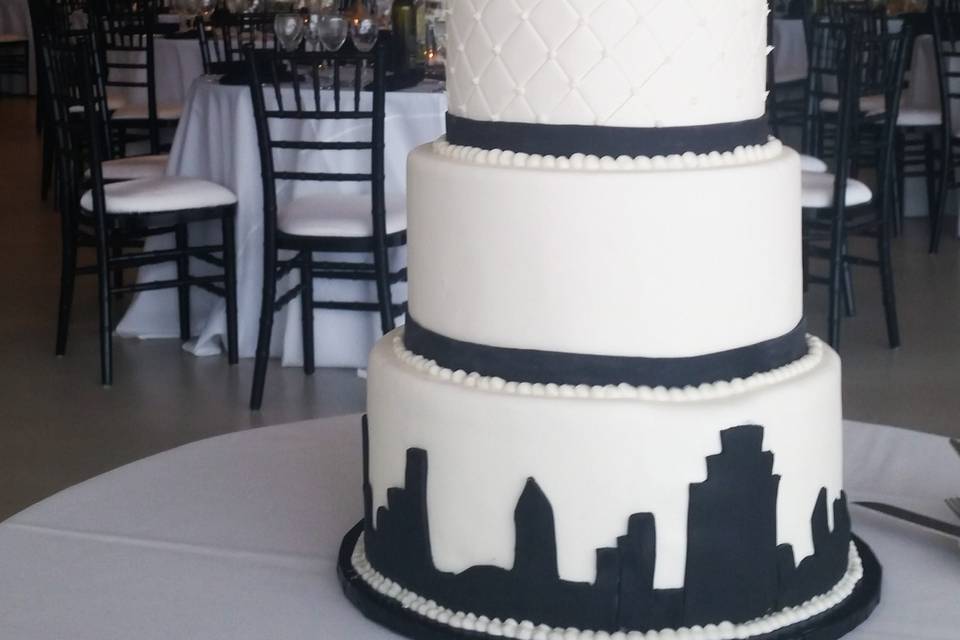 Amy Beck Cake Design - Chicago, IL | www.amybeckcakedesign.com | Gold  sequins, polka dots and striped wedding cake | Cake design, Cake, Black  wedding cakes