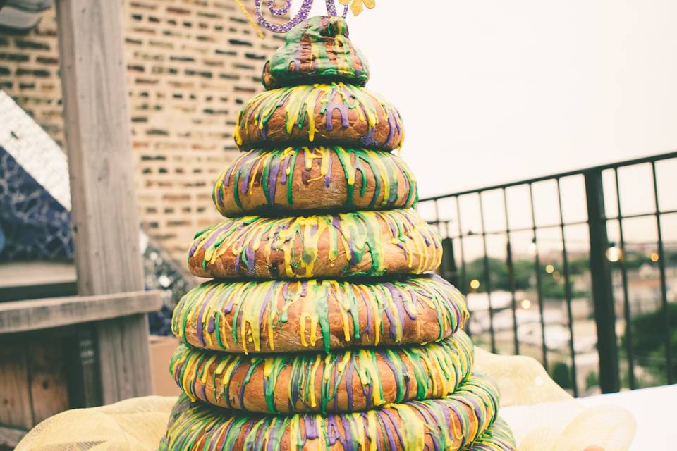 King Cake Wedding Cake (Mardi Gras themed Wedding)