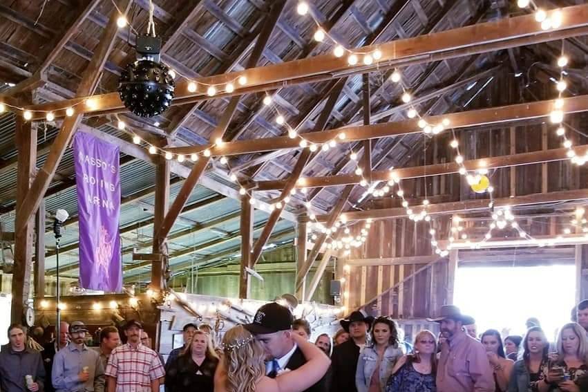 Barn venue with cafe lights