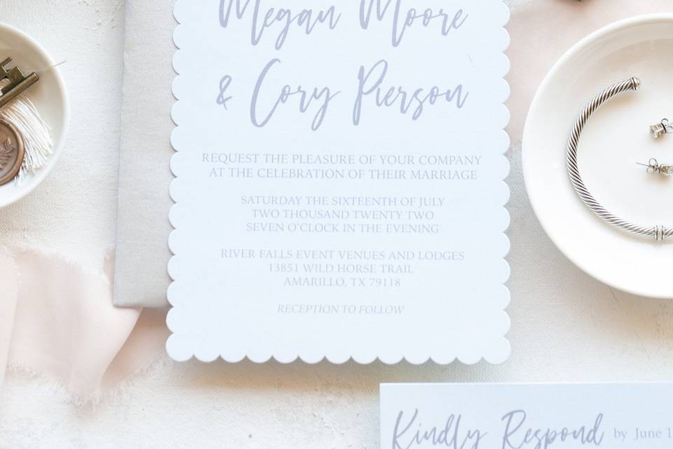 Scalloped Edge Wedding Invite